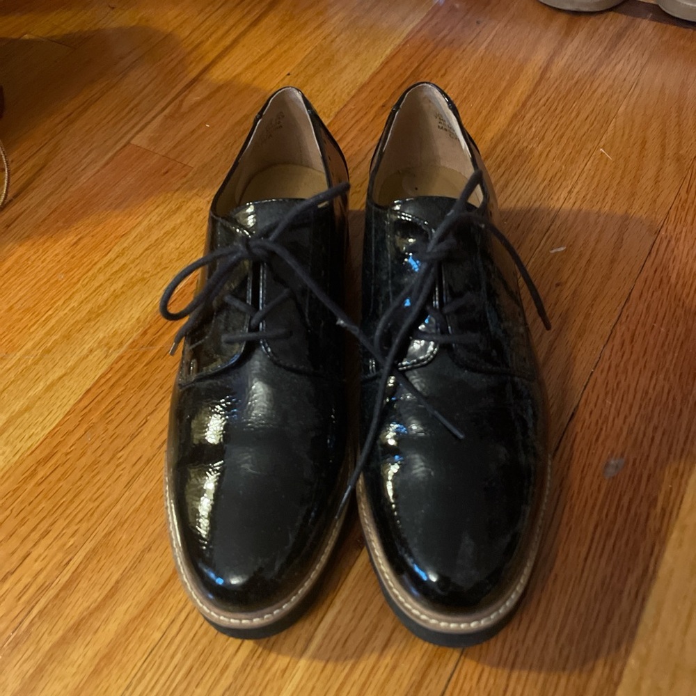 Franco Sarto Black Patent Leather Loafers